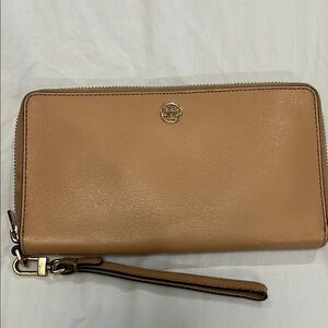Tan Tory Burch Wallet Wristlet